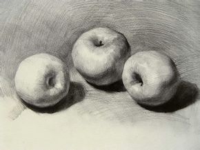 素描一组苹果 第1张