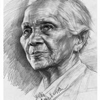 素描来年女性的四分之三面的刻画 第1张