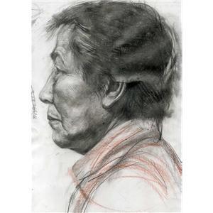 中年男子的纯侧面的素描刻画 第1张
