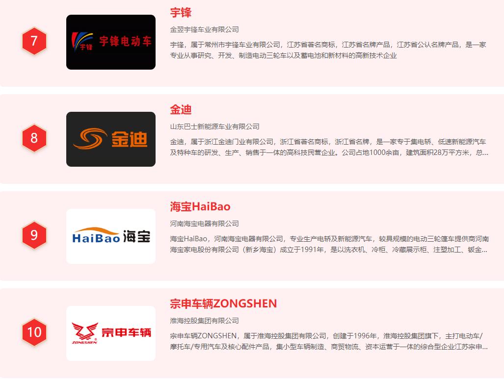 中国十大电动三轮车品牌排名（电动三轮车前十名排行榜） 第3张