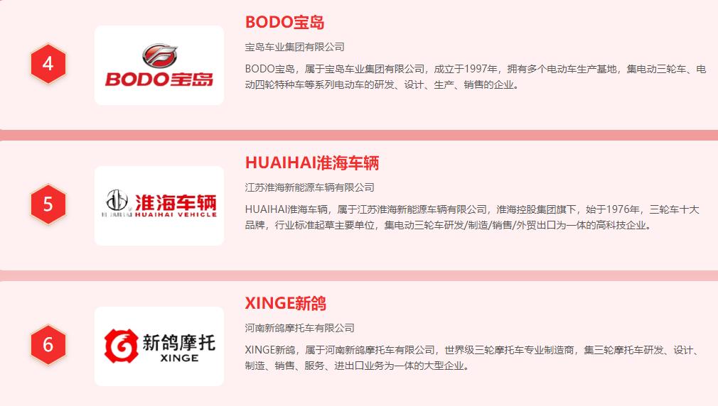 中国十大电动三轮车品牌排名（电动三轮车前十名排行榜） 第13张
