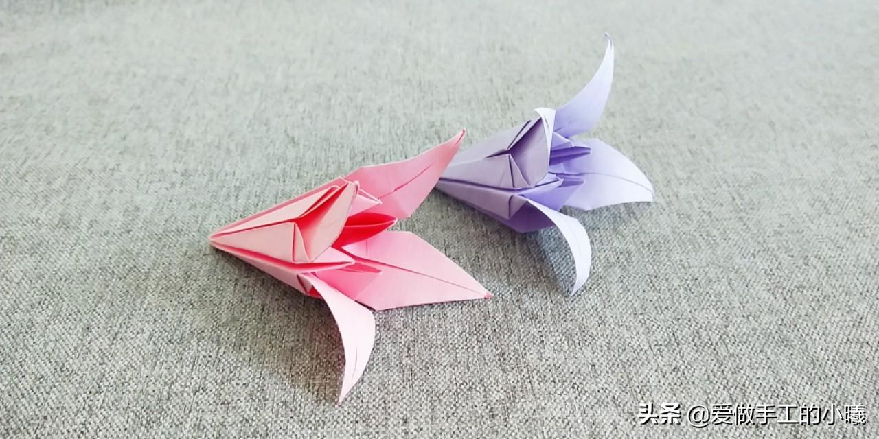 唯美百合花折纸教程，制作很简单，装饰超漂亮 第5张