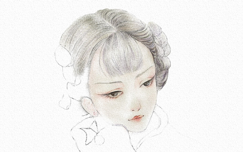 彩铅画古风人物教程步骤图 第13张