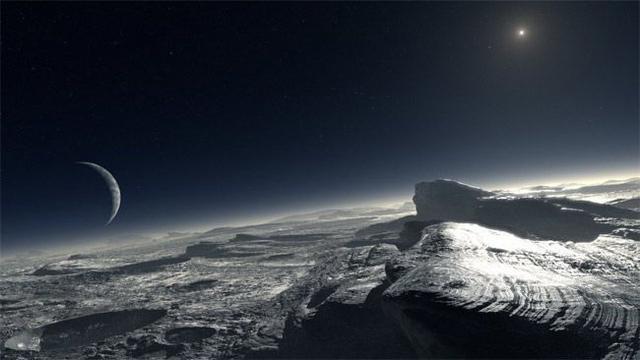 冥王星上看太阳，耀眼难掩凄凉，暗流涌动的冰川下，会有生命吗？ 第33张