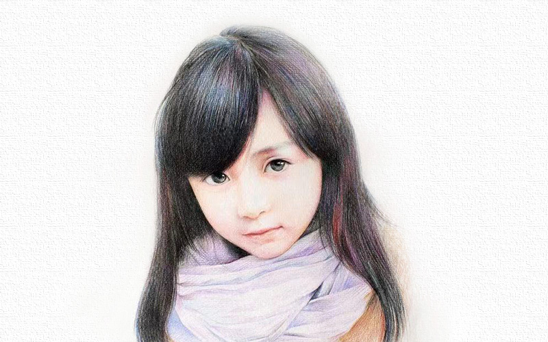彩铅画女孩图片唯美 第1张