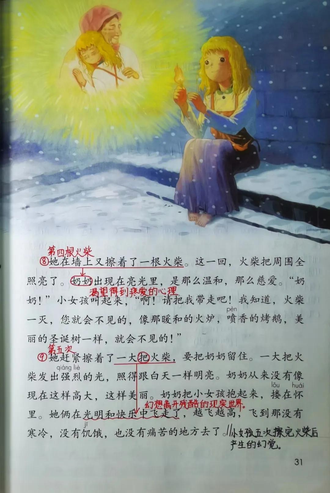 三年级语文上册第八课《卖火柴的小女孩》课文笔记，预习的好帮手 第11张