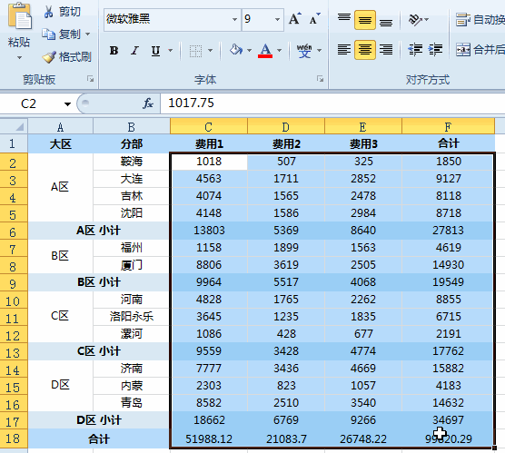 excel技巧：财务人员快速计算小计与合计方法 第11张