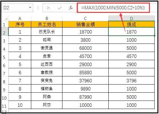 Excel入门：Median函数计算有上下限奖金提成的实际应用 第11张