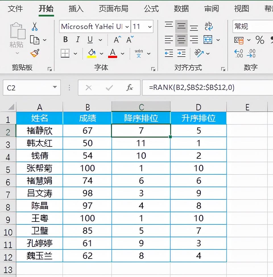 Excel排位函数RANK的使用方法 第1张