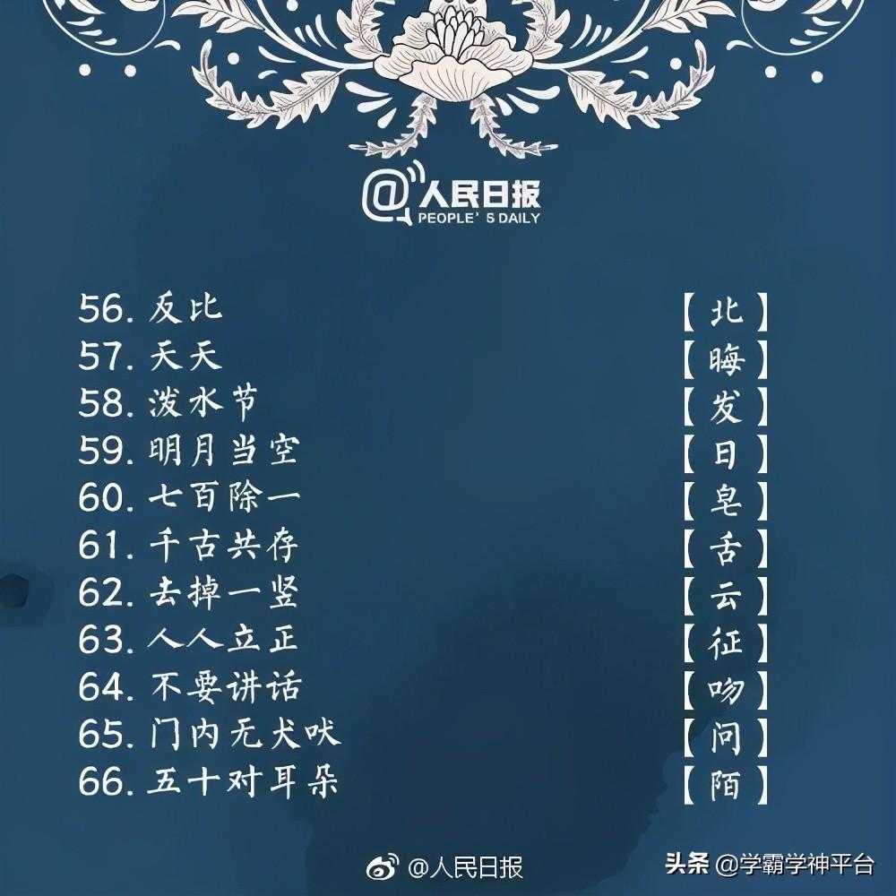 人民日报推荐100个字谜，有谜有面又好猜 第9张