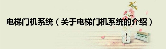 电梯门机系统（关于电梯门机系统的介绍） 第1张