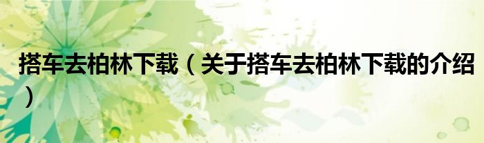 搭车去柏林下载（关于搭车去柏林下载的介绍） 第1张