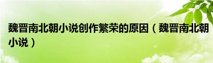 魏晋南北朝小说创作繁荣的原因（魏晋南北朝小说） 第1张