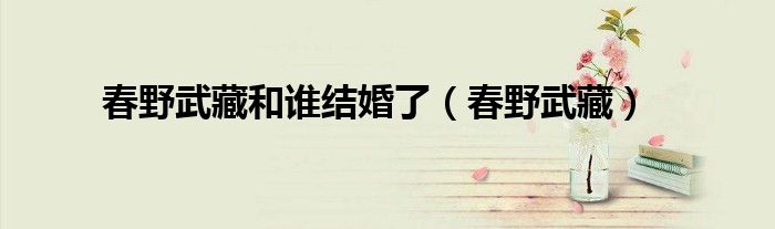 春野武藏和谁结婚了（春野武藏） 第1张