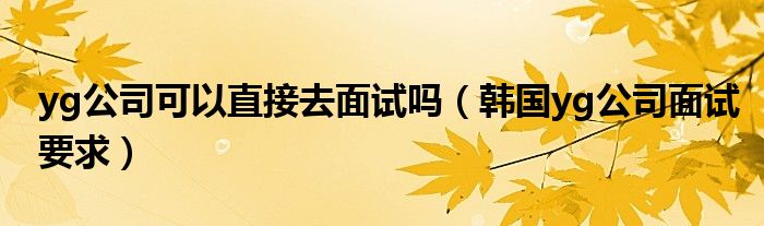 yg公司可以直接去面试吗（韩国yg公司面试要求） 第1张