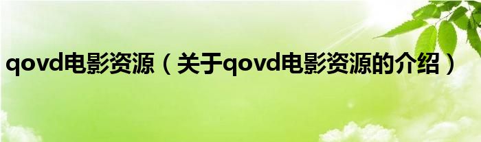 qovd电影资源（关于qovd电影资源的介绍） 第1张