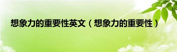 想象力的重要性英文（想象力的重要性） 第1张
