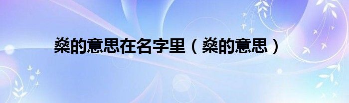 燊的意思在名字里（燊的意思） 第1张