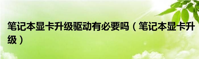 笔记本显卡升级驱动有必要吗（笔记本显卡升级） 第1张