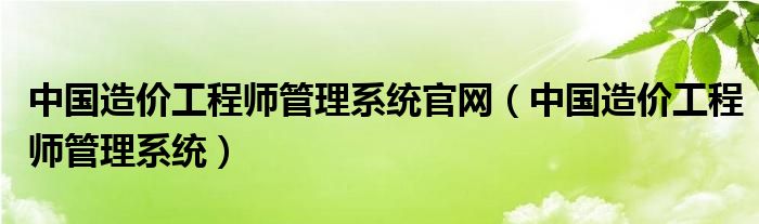 中国造价工程师管理系统官网（中国造价工程师管理系统） 第1张