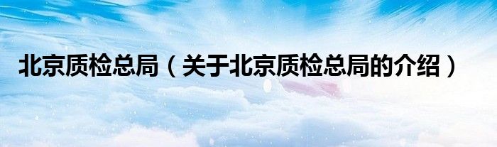 北京质检总局（关于北京质检总局的介绍） 第1张