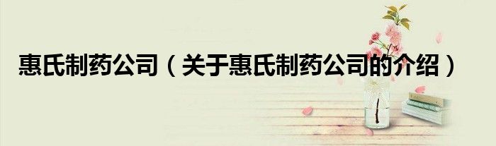 惠氏制药公司（关于惠氏制药公司的介绍） 第1张