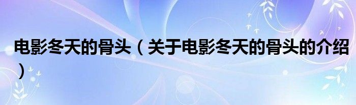电影冬天的骨头（关于电影冬天的骨头的介绍） 第1张
