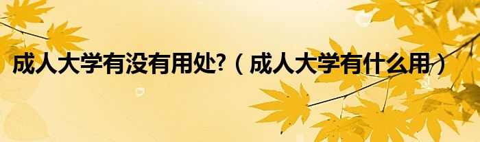 成人大学有没有用处?（成人大学有什么用） 第1张