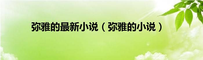 弥雅的最新小说（弥雅的小说） 第1张