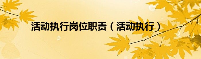 活动执行岗位职责（活动执行） 第1张