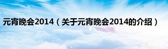 元宵晚会2014（关于元宵晚会2014的介绍） 第1张