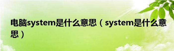 电脑system是什么意思（system是什么意思） 第1张