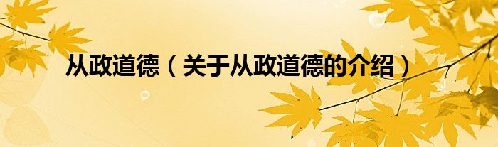 从政道德（关于从政道德的介绍） 第1张