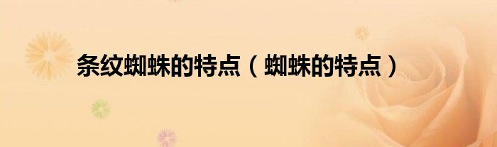 条纹蜘蛛的特点（蜘蛛的特点） 第1张