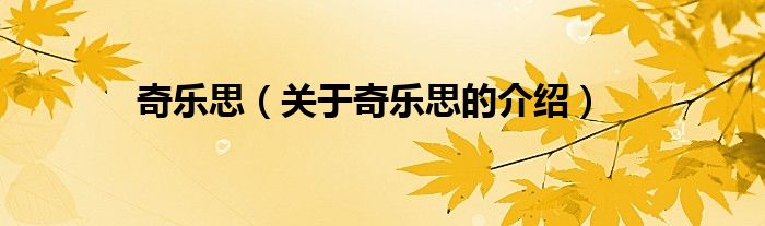 奇乐思（关于奇乐思的介绍） 第1张