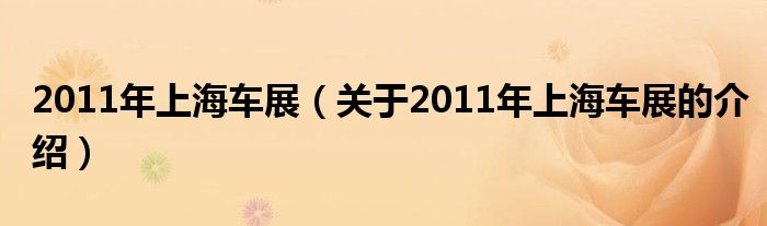 011年上海车展（关于2011年上海车展的介绍）"