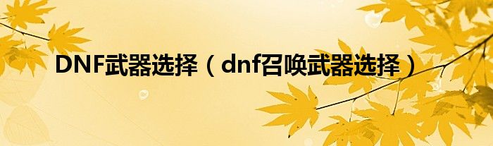 DNF武器选择（dnf召唤武器选择） 第1张