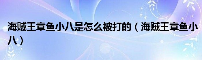海贼王章鱼小八是怎么被打的（海贼王章鱼小八） 第1张