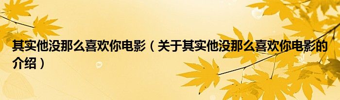 其实他没那么喜欢你电影（关于其实他没那么喜欢你电影的介绍） 第1张