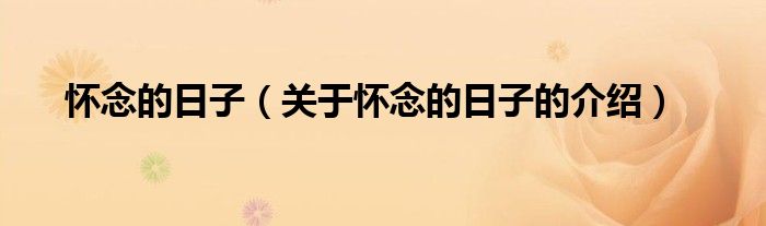 怀念的日子（关于怀念的日子的介绍） 第1张