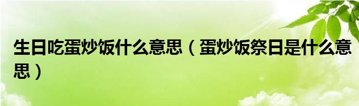 生日吃蛋炒饭什么意思（蛋炒饭祭日是什么意思） 第1张