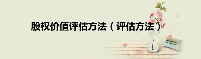 股权价值评估方法（评估方法） 第1张