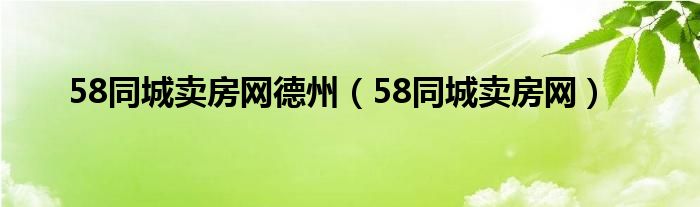 58同城卖房网德州（58同城卖房网） 第1张