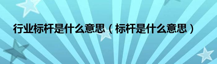 行业标杆是什么意思（标杆是什么意思） 第1张