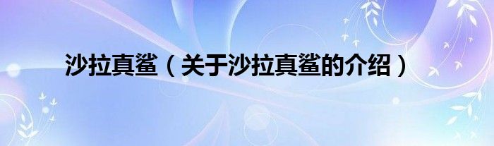沙拉真鲨（关于沙拉真鲨的介绍） 第1张