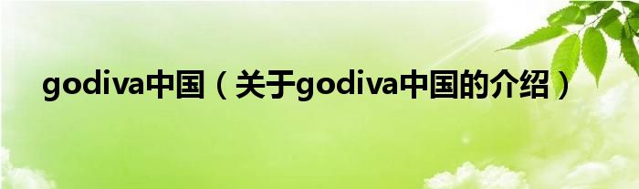 godiva中国（关于godiva中国的介绍） 第1张