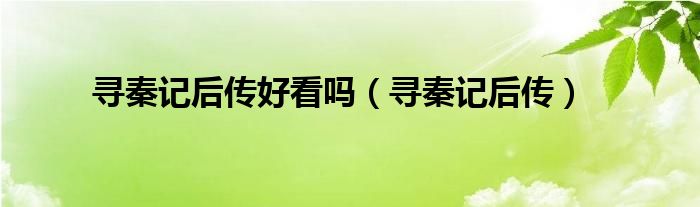 寻秦记后传好看吗（寻秦记后传） 第1张