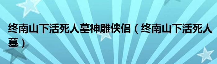 终南山下活死人墓神雕侠侣（终南山下活死人墓） 第1张