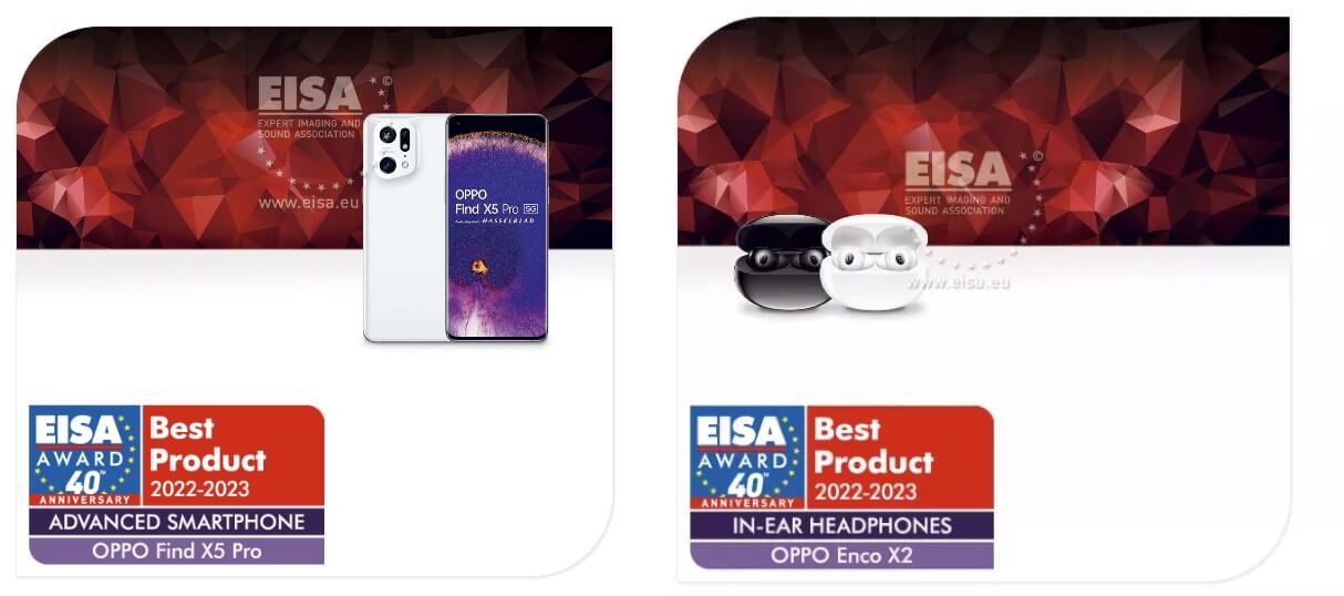 获欧洲 EISA 大奖——OPPO Find X5 Pro、Enco X2 第1张