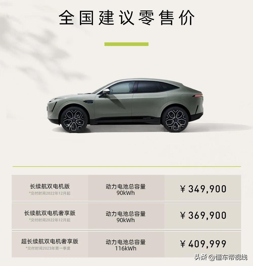 华为汽车2022款最新款价格（34.99万起，阿维塔11配置解读） 第3张